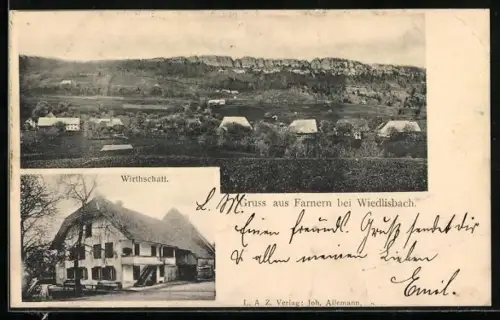 AK Farnern bei Wiedlisbach, Gasthaus, Gesamtansicht aus der Vogelschau