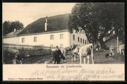 AK Corgémont, Jeanbrenin, Hof mit Kühen