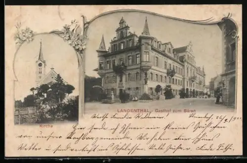 AK Langenthal, Gasthaus zum Bären, Kirche