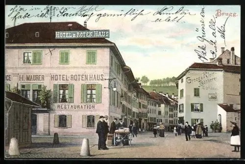 AK Brugg, Hotel zum Roten Haus und Bäckerei