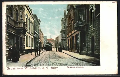 AK Mülheim a. d. Ruhr, Friedrichstrasse mit Strassenbahn