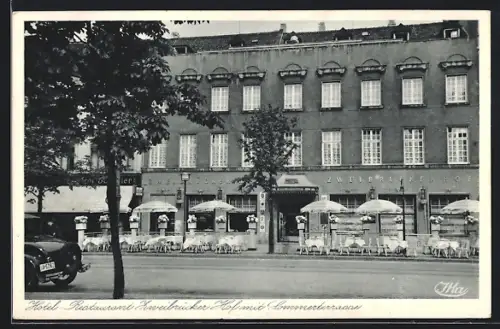 AK Düsseldorf, Hotel-Restaurant Zweibrücker Hof mit Sommerterrasse