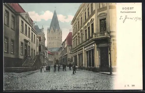 AK Soest, Rathausstrasse mit Geschäft