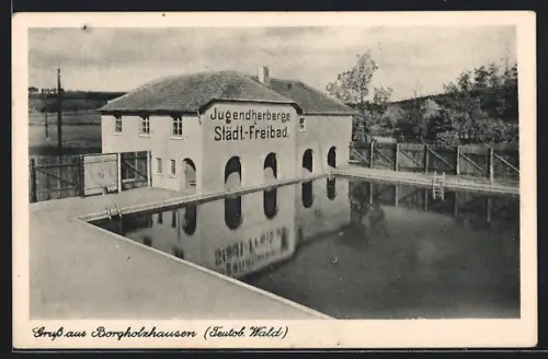 AK Borgholzhausen /Tutob. Wald, Jugendherberge u. Städtisches Freibad
