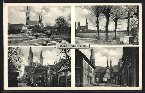 AK Wadersloh i. W., Kirche, Jesuskreuz, Strassenpartie