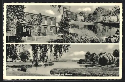 AK Barum / Lüneburg, Panorama, Gebäudeansicht, Uferpartie