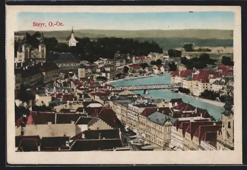 AK Steyr /O.-Oe., Teilansicht mit Brücke