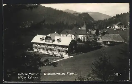 AK Flattnitz /Kärnten, Alpenhotel Flattnitz und Kirche