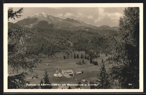 AK Flattnitz in Kärnten, Kurhaus Flattnitz mit Wintertalnock und Eisenhut