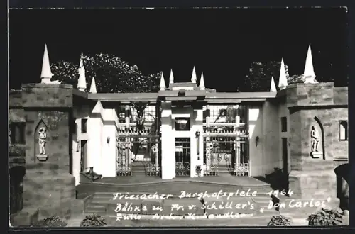 AK Friesach, Friesacher Burghofspiele 1964, Bühne zu Fr. v. Schillers Don Carlos