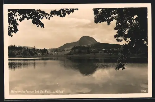 AK St. Veit an der Glan, Hörzendorfersee, Uferpartie mit Bergen