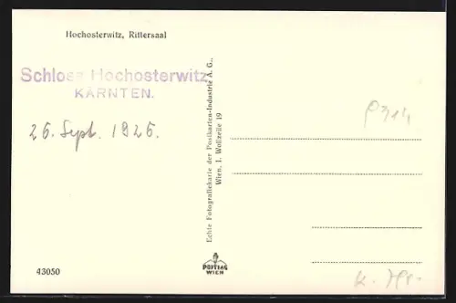 AK Hochosterwitz, Schloss, Rittersaal, Innenansicht