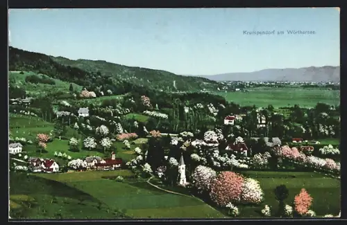 AK Krumpendorf am Wörthersee, Teilansicht mit Bergen