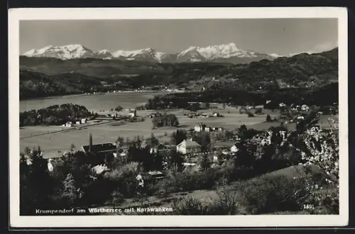 AK Krumpendorf am Wörthersee, Teilansicht mit Karawanken