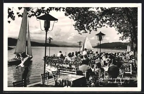 AK Pörtschach am Wörthersee, Werzerstrand mit Cafe