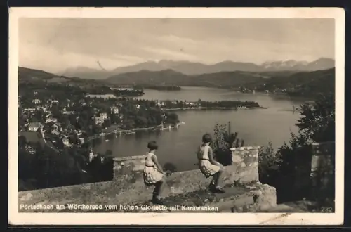 AK Pörtschach am Wörthersee, Blick vom hohen Gloriette mit Karawanken