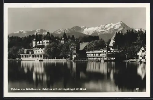 AK Velden a. Wörthersee, Schloss mit Mittagskogel