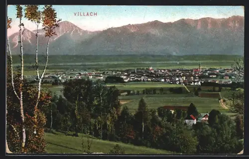 AK Villach, Teilansicht mit Bergen
