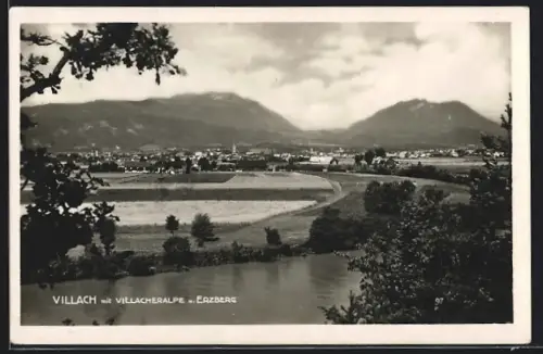 AK Villach, Teilansicht mit Villacheralpe und Erzberg