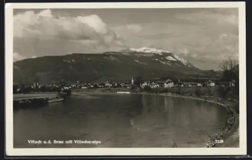 AK Villach a. d. Drau, Teilansicht mit Villacheralpe
