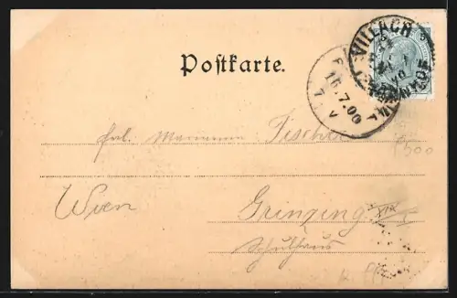 AK Villach, Blick von einer Brücke über die Drau, um 1900