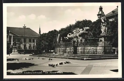 AK Klagenfurt, Lindwurmbrunnen am Neuen Platz