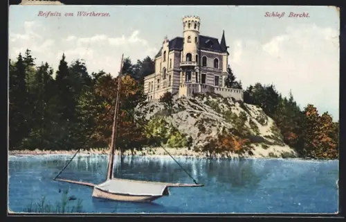 AK Reifnitz am Wörthersee, Schloss Brecht, Segelboot