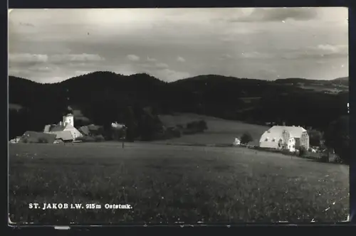 AK St. Jakob i. W., Ortspartie mit Kirche