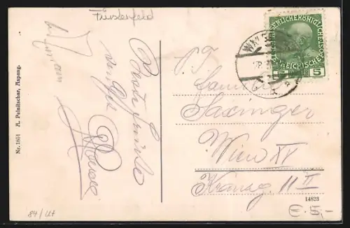 AK Waldbach, Totalansicht mit Gebirge