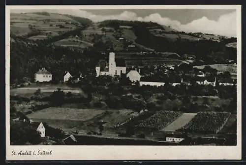 AK St. Andrä i. Sausal, Ortspartie mit Kirche