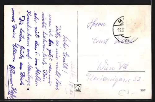 AK Melk a. d. Donau, Teilansicht mit Stift