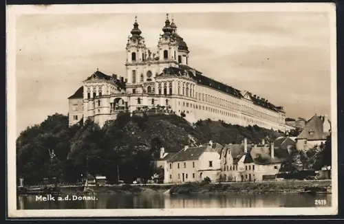 AK Melk / Donau, Blick zum Schloss