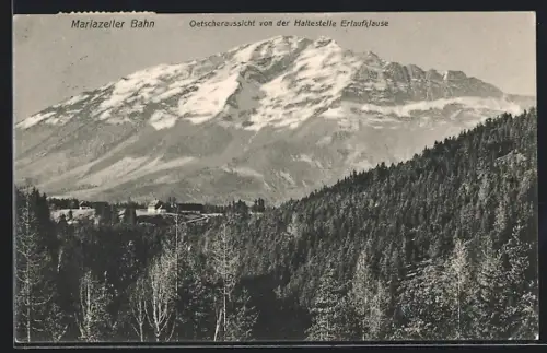 AK Mariazell /Mariazeller Bahn, Oetscheraussicht von der Haltestelle Erlaufklause