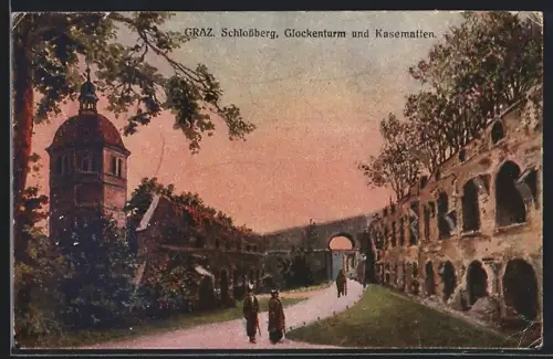 AK Graz, Schlossberg, Glockenturm und Kasematten