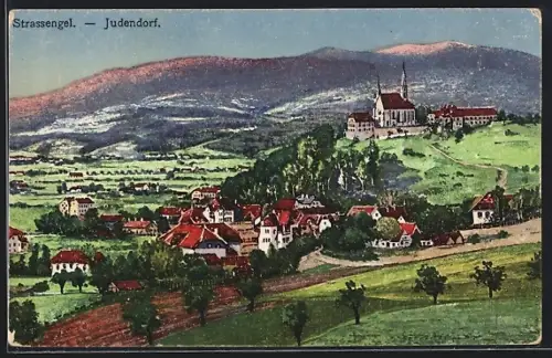 Künstler-AK Strassengel, Judendorf, Teilansicht mit Kirche