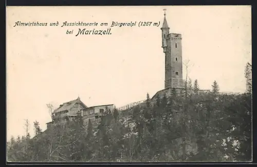 AK Mariazell, Almwirtshaus und Aussichtswarte Bürgeralpl