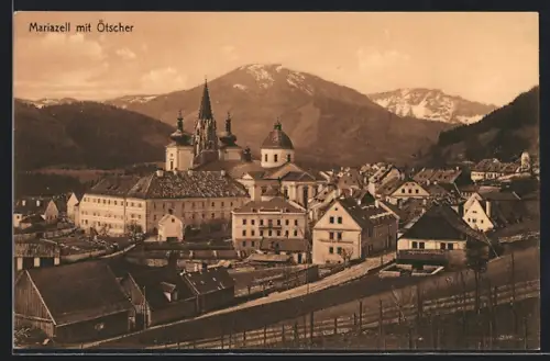 AK Mariazell, Wallfahrtskirche mit Ötscher