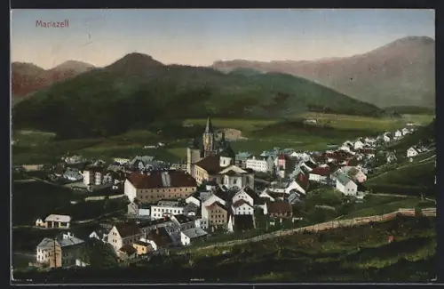 AK Mariazell, Teilansicht mit Kirche