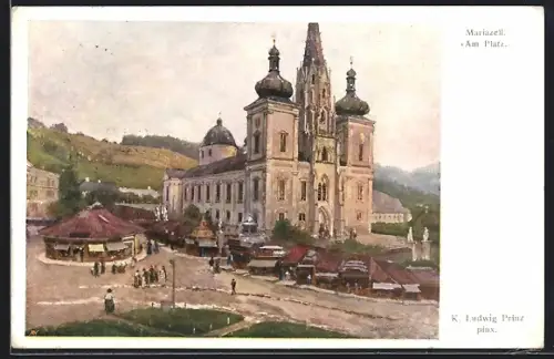 Künstler-AK Karl Ludwig Prinz: Mariazell, Partie am Platz