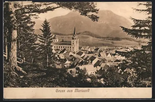 AK Mariazell, Teilansicht mit Kirche