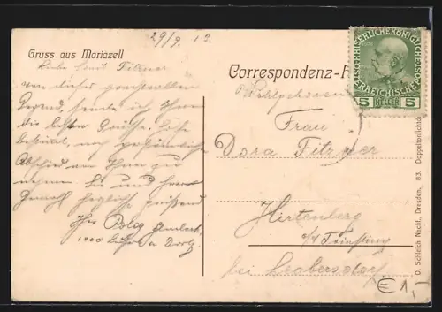 AK Mariazell, Teilansicht mit Kirche