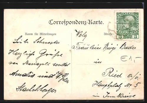 AK Maria Zell, Teilansicht mit Kirche von der Karolinenhöhe