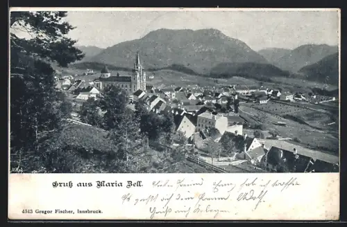 AK Maria Zell, Teilansicht mit Kirche