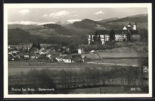 AK Stainz bei Graz, Ortsansicht mit Bergpanorama