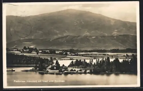 AK Faakersee /Kärnten, Seeblick mit Insel und Görlitzen
