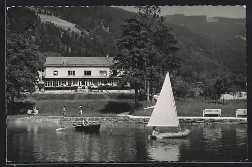 AK St. Urban /Ossiachersee, See mit Eisenbahner Sport- und Erholungsheim