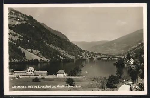 AK Afritz, Huberts Strandbad und Gasthof Seebräuer