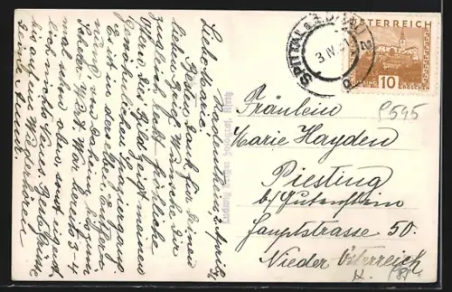 AK Radenthein, St. Peter, Blick vom Berg auf die Kirche