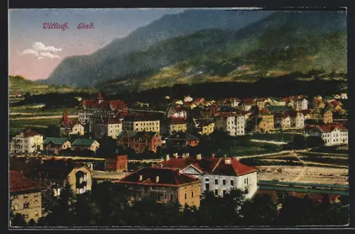 AK Villach, Lind mit tiefstehender Sonne