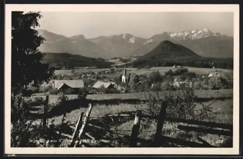 AK Schiefling am Wörther See, Ortsansicht mit Karamanken